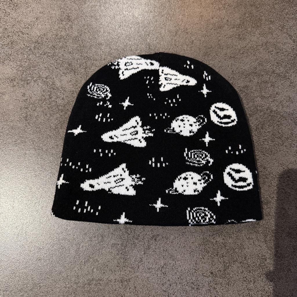 Rocket Planet Fall Winter Knit Wool Hat High Top Design Style Outdoor Casual