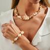 Design Sense Special-Shaped Resin Beaded Collarbone Necklace, Fashionable Imitation Jade Stacked Necklace Bracelet