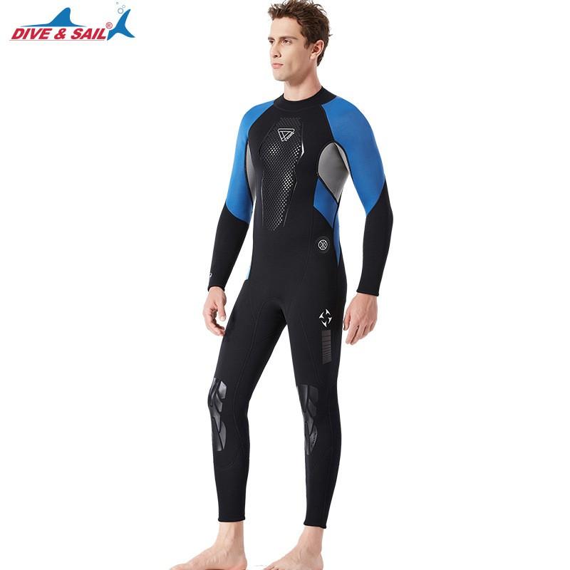 3MM Wetsuit Men's Wet One-piece Thermal Long-sleeved Waterproof Female Snorkeling Swimsuit