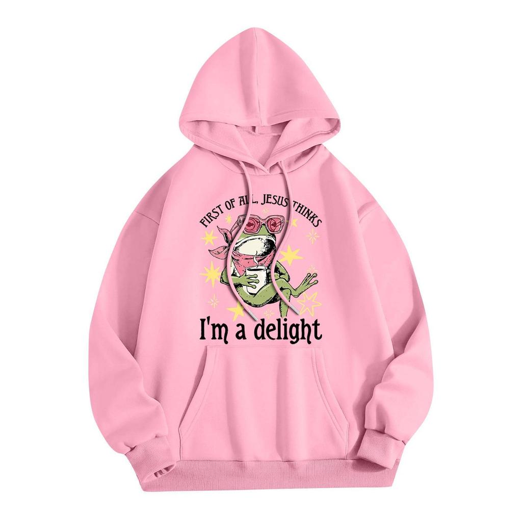 Women's Casual Loose Fit Letter Print Long Sleeve Pullover Hoodie for Everyday Wear