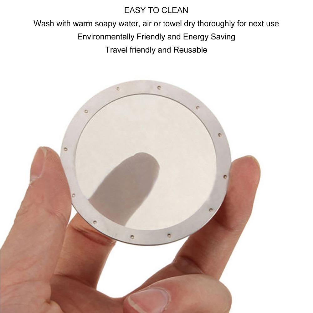 2pcs set Silver Stainless Steel Coffee Filter 61MM Diameter Permanent Coffee Filter Travel Use