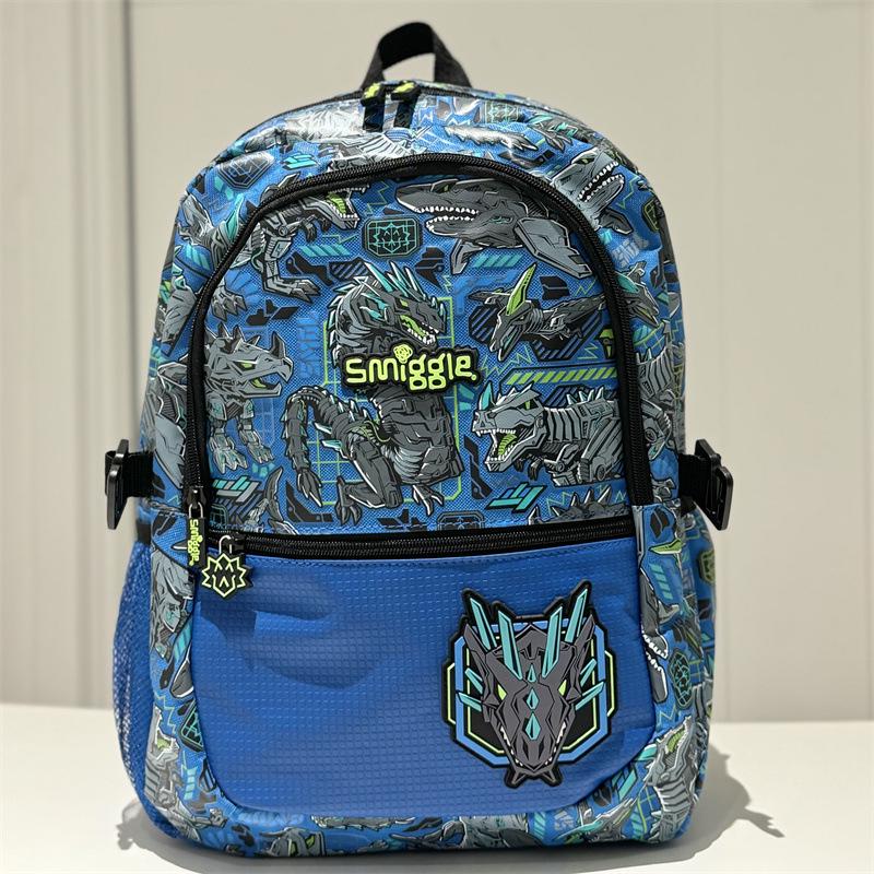 Smiggle Modrý Školní Batoh s Dvojitými Ramenními Popruhy pro 1.-6. třídu - Velký, Dekompresní, Multifunkční Batoh