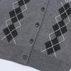 Korean Niche Old Money Logo Embroidery Plaid Knitwear - Single-Breasted Long Sleeve