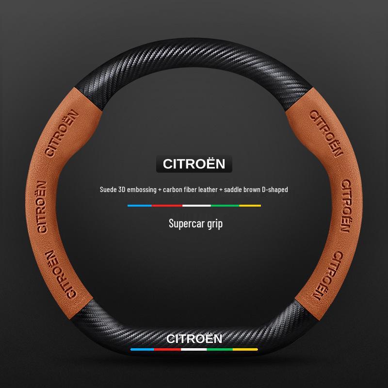 Universal Non-Slip Suede Steering Wheel Cover for Citroen: All-Season, Breathable Design for Men and Women