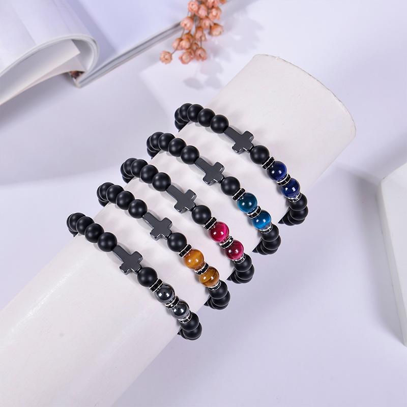 JYL TS Bracelet Cross  Elastic Beaded Invokes Faith & Guardian Energy