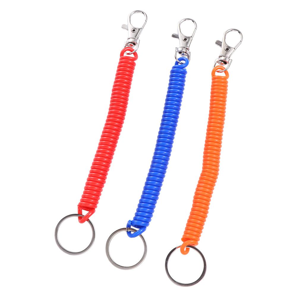 Lanyard Key Ring Key Chain Holder Stretch Spring Coil Anti-lost Lobster Clasp Keyring Key Hooks