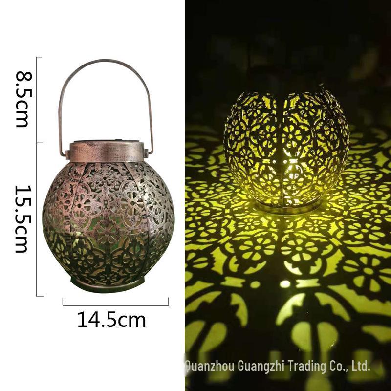 

Трансграничный солнечный фонарь: Кованый Железный Проекционный Светильник Пион для Сада и Двора.