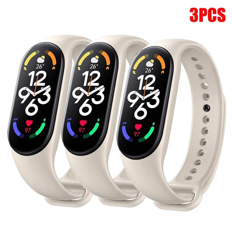 1-3Pcs Official Watchband For Mi Band 7 6 4 5 3 Bracelet Xiaomi Mi Band Silicone Sport Strap Replacement Smartwatch Accessories