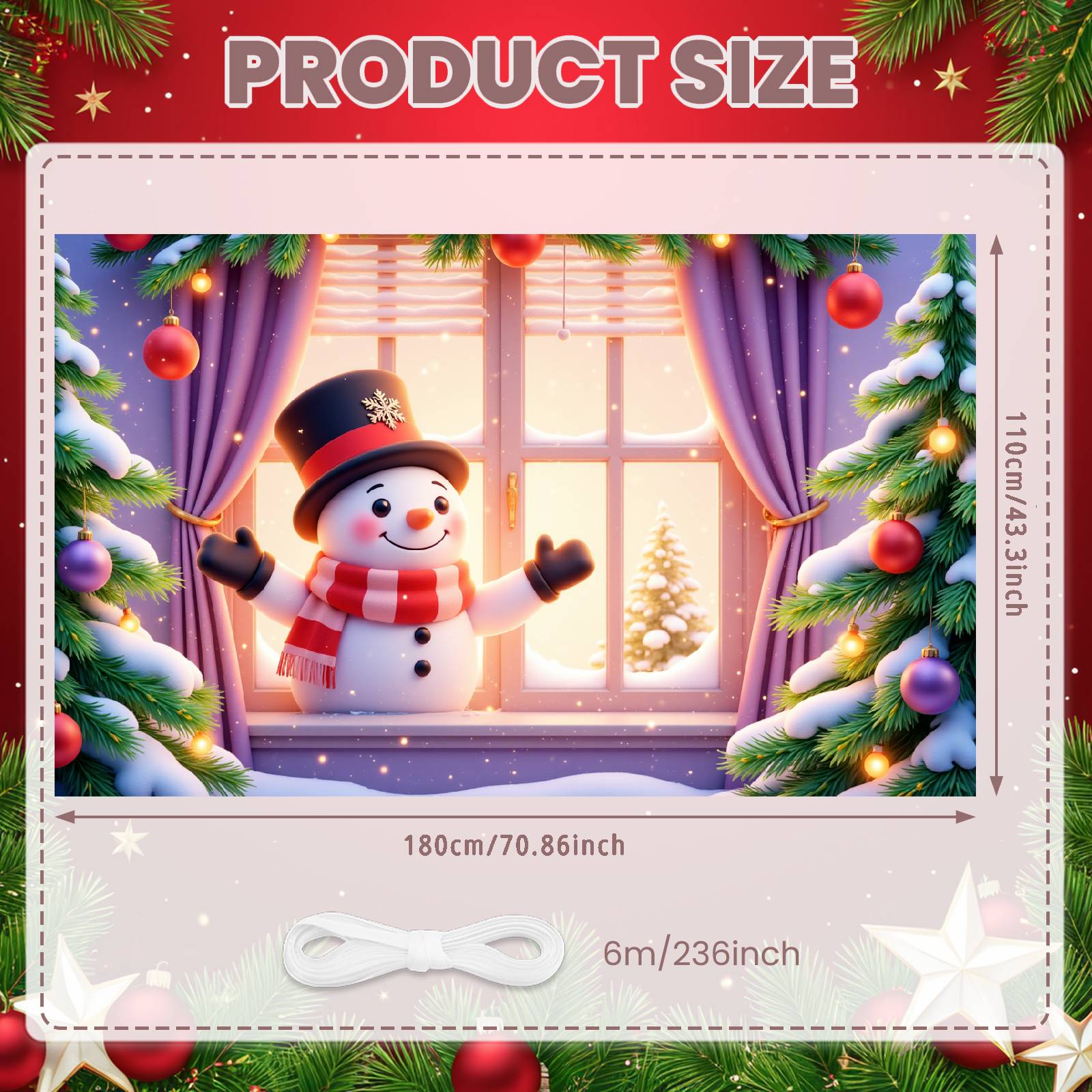 

Winter Banner Holiday Design Christmas Decoration Banner Snowman Banner Green Pine Branches For Seasonal Decor Winter Home Party