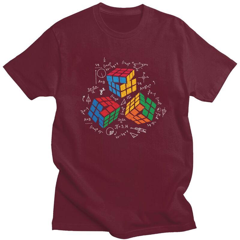Custom Male Math Rubiks Cube T Shirts ShortSleeve Cotton Tshirts Tshirt Leisure Geek Teacher Gift Tees Loose Fit Clothing