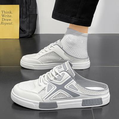 Baotou Halbschuhe Herren Sommerbekleidung rutschfeste Mesh Strandsandalen Herren Outdoor Absatzlos Übergröße Freizeitschuhe
