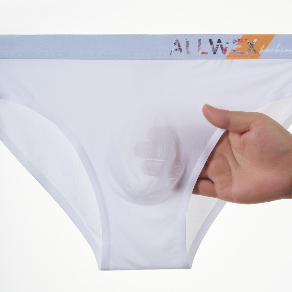 Męska Bielizna Oddychająca z Jedwabiu Lodowego z Kieszonką 3D, Niskim Stanem