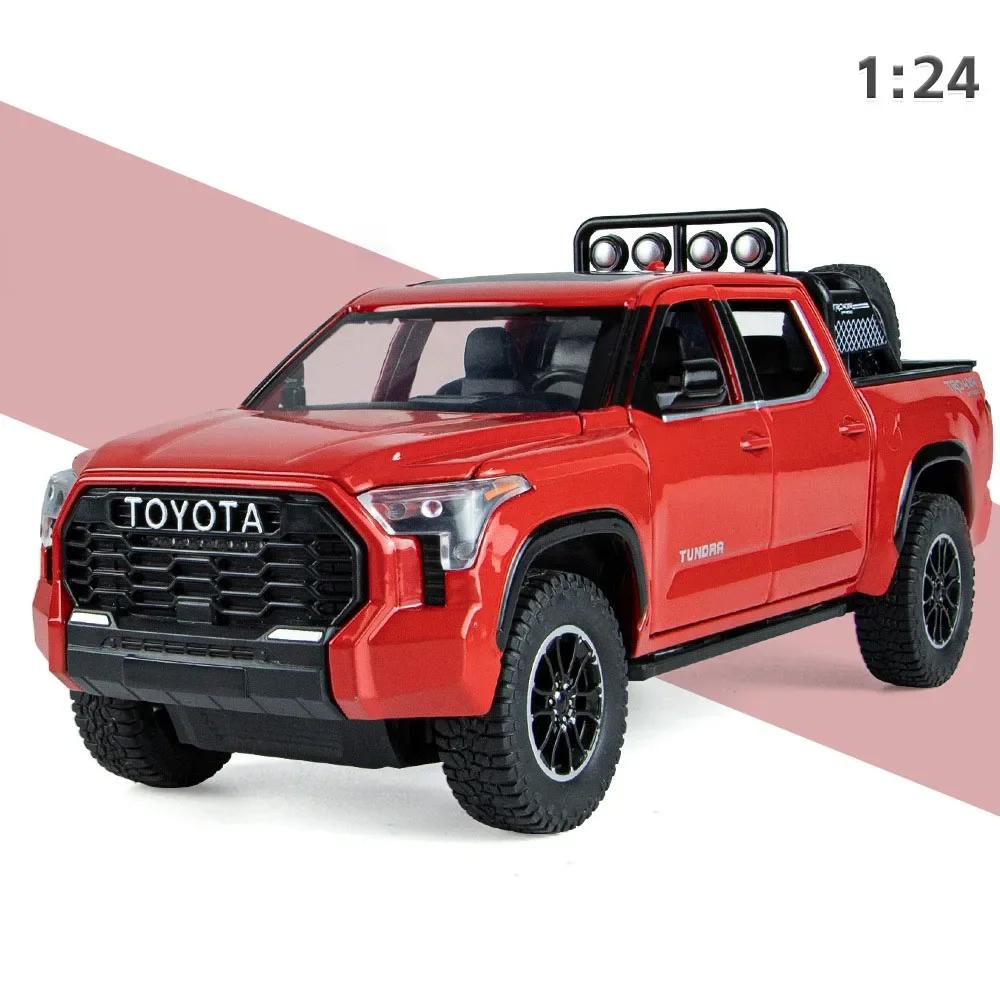 1:24 Toyatas Tundra Alloy Car Model Metal Diecast Toy Vehicle Pull Back Sound And Light Simulation Cars Toys For Kid Boys Gift