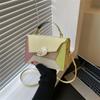 Stylish Small Square Bag For Autumn Trendy Color Block Shoulder Tote In Black Brown Blue Yellow