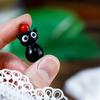 Glass Black Cat Miniature Tiny Colored Glass Cat Ornament Cute Mini Kitty Figurine for Desktop Bookshelf Fairy Garden Micro Landscape Decor