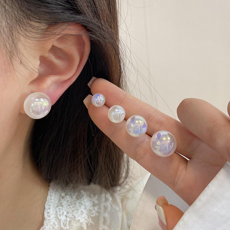 Korean Dazzling White Mermaid Pearl Silver Needle Earrings for Women, Light Luxury High-End Blogger Style