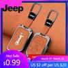 For Jeep Zinc Alloy Leather 2 3 4 Buttons Car Key Case Cover For Jeep Gladiator JT Sahara JLU Wrangler JL Rubicon 2018 2019 A