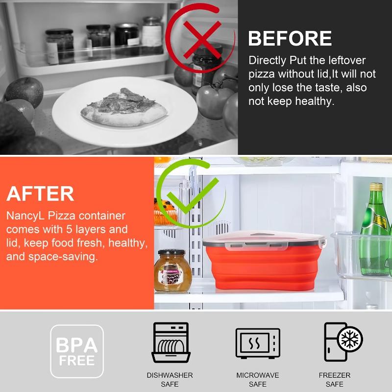 Silicone Pizza Box - Reusable Over 1000 Times, Foldable for Space-Saving Storage, Food-Grade Materia
