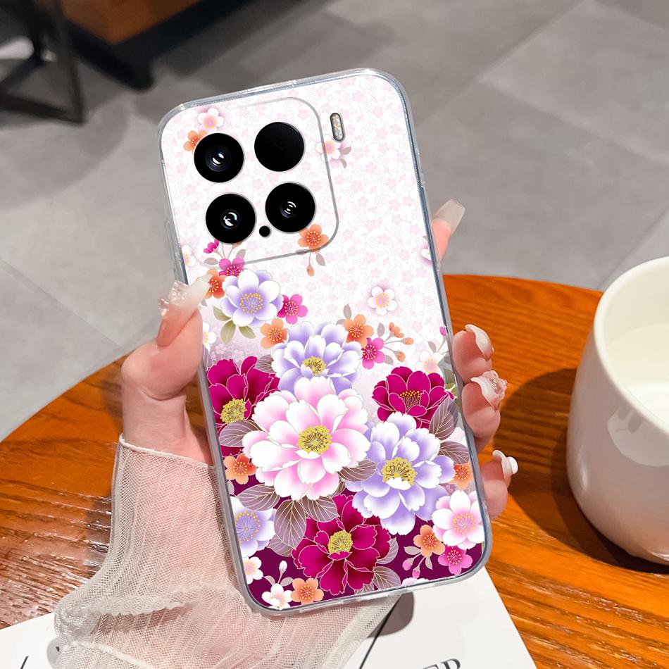 Leisure Flower Case For Xiaomi 15 Pro Clear Phone Bags Colourful Soft Back Cover For Xiaomi15 15Pro Silicone Anti Drop Housing