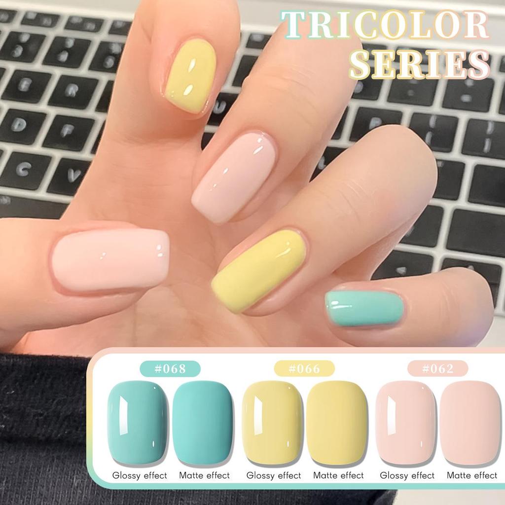 2025 Macaron Gel Nail Polish Set: Girl Pink, Goose Yellow, Mint Green