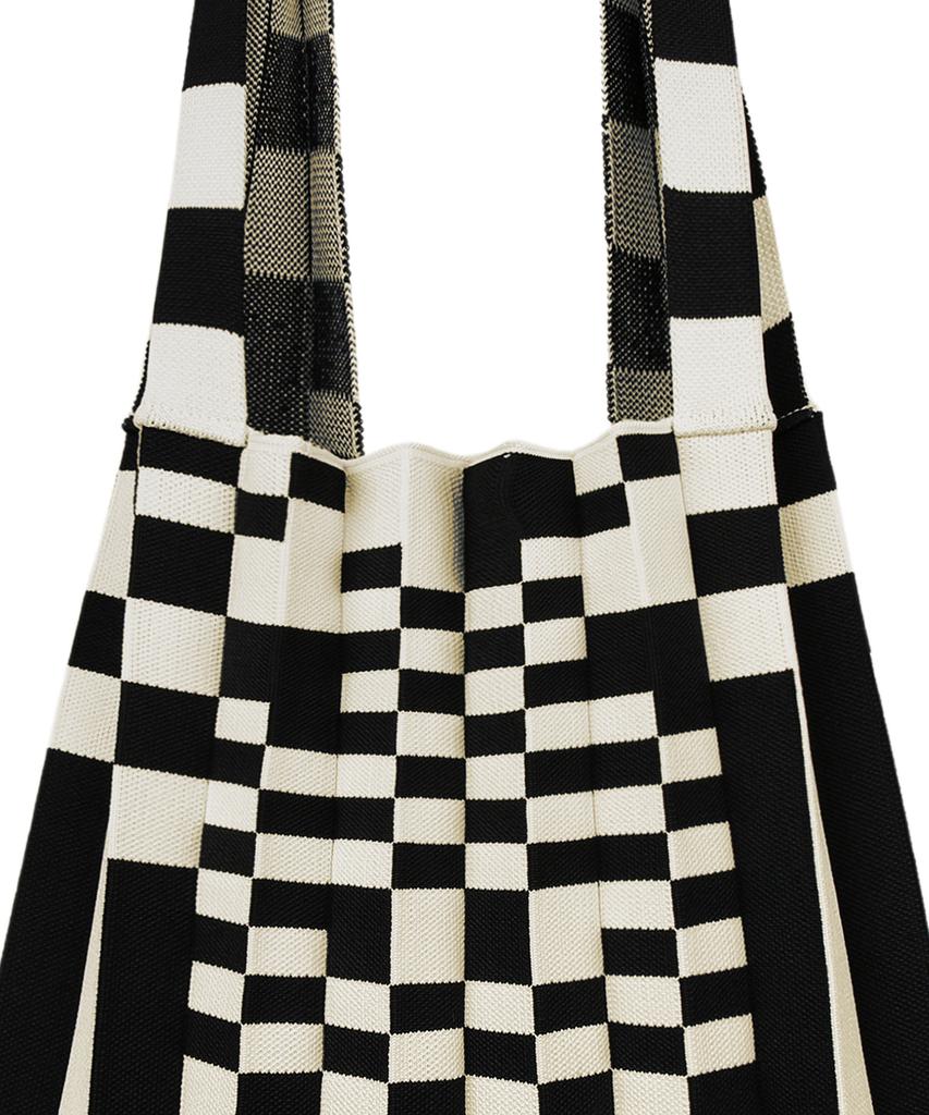 Pleatsmama Grid Black Shoulder Bag