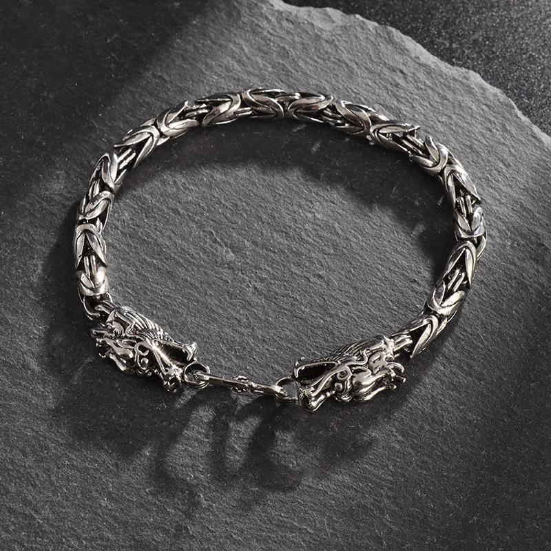 Hot Selling Mens Trendy Retro Domineering Double Head Bracelet Classic Texture Jewelry