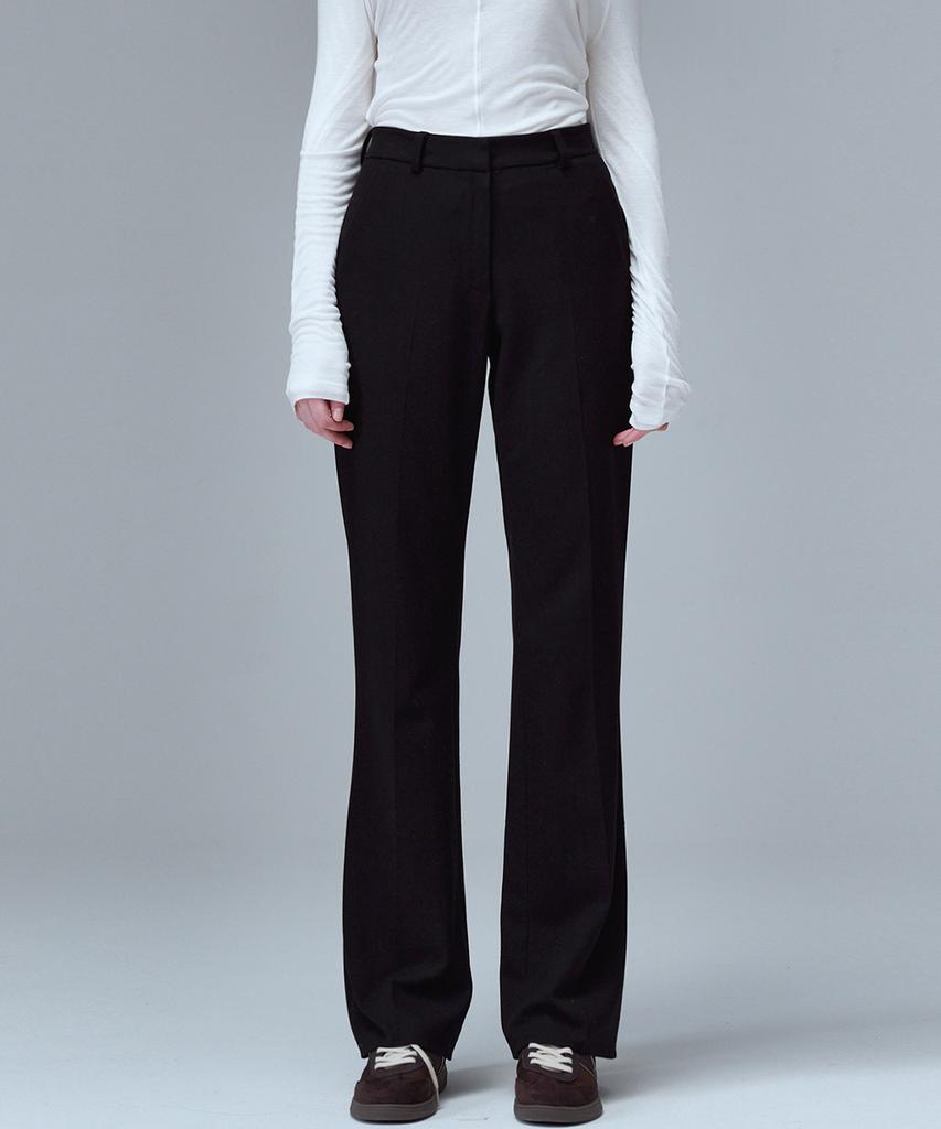 MALOUPE 2138 Brushed Stretch Slim Bootcut Pants (Black)