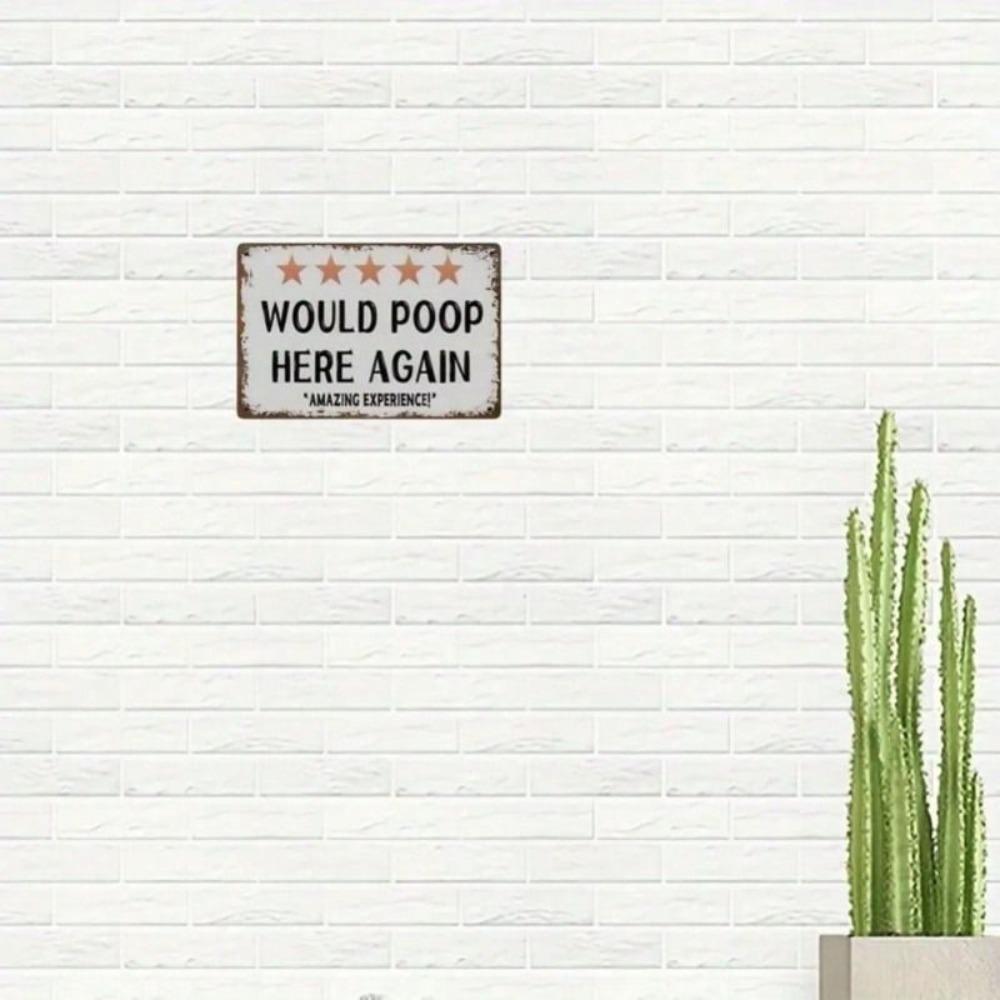 Vintage Metal Poster Poop Here Again Funny Wall Art Toilet Decor
