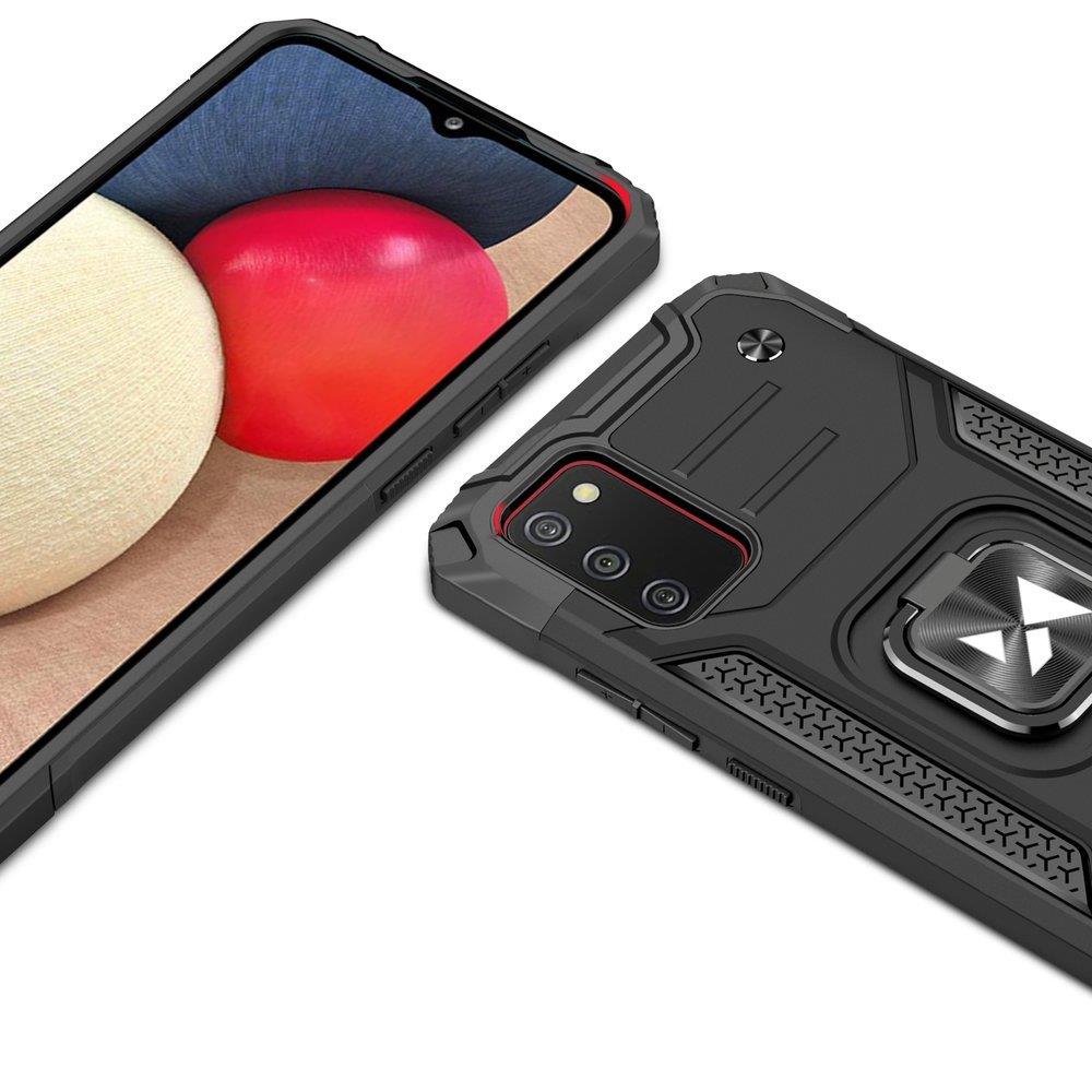 Armored Case Cover + Magnetic Holder Samsung Galaxy A03s Ring Armor Black