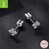 Small Fresh Four-Leaf Clover Moissanite Stud Earrings, Exquisite And Elegant Lucky S925 Silver Stud Earrings.