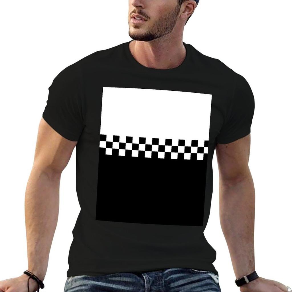 Zweifarbiges Mod Ska 60er Retro Schwarz-Weiß T-Shirt Anime T-Shirts Oversize Lustige T-Shirts Dunkel hu
