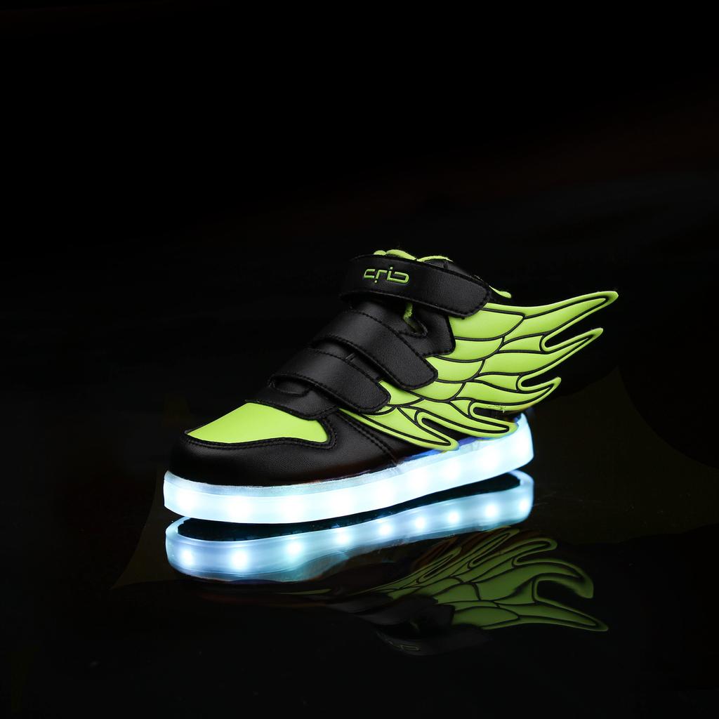 Spring and summer children's high-top casual shoes fashion light shoes rechargeable luminous shoes Velcro wings classmates