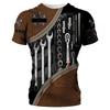 Mechanical Tools 3D Printing MenSport Quick-Dry Breatha T-Shirt Street Casual Wear Harajuku Retro Parent-child Short Sleeve Top