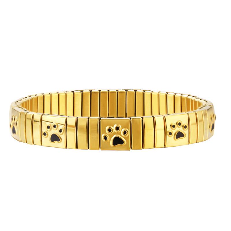 Mode Katzenpfote Hund Kirsche Italienische Charms Armband Edelstahl Elastisch Klobig Punk Armreif Herren Damen DIY Schmuckherstellung Geschenke