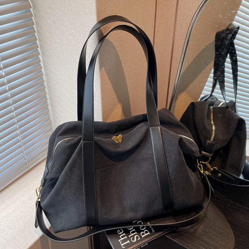 

Холщовая сумка женская большой вместимости новая осень-зима универсальная простая сумка-мессенджер багажная сумка на одно плечо чёрный