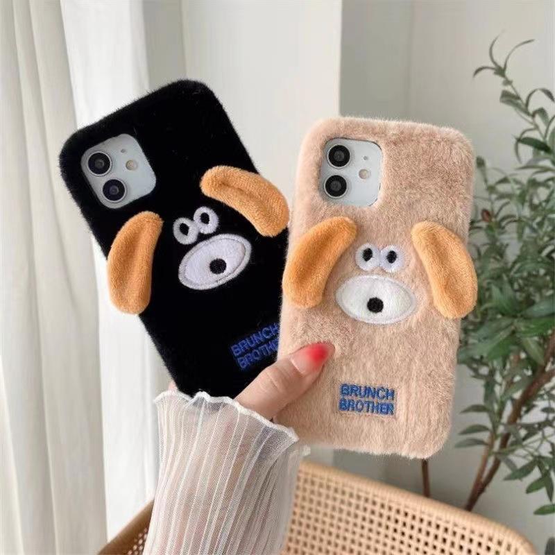 Ins Cute Dog for Apple 16promax Phone Case Plush X Autumn/Winter IPhone 15 Couple 13 Soft 12 Female 14