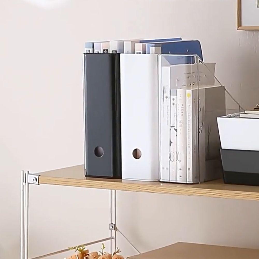 Durable Plastic Desktop File Rack Large Capacity Thickened Book Stand Solid Color Simple Style Book Shelf Office