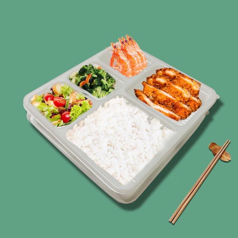 COFLYEE Disposable 5-Compartment Meal Prep Containers with Lids