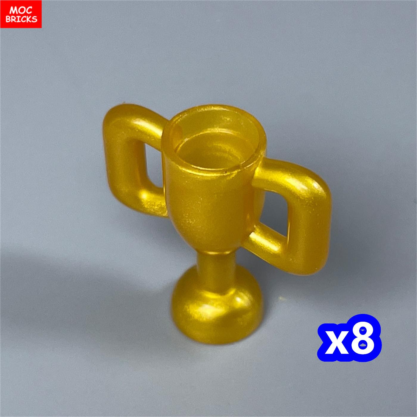 

8pcs MY OWN CREATION Blocks Trophy Cup 10172 4cm Figure Utensil Golden Pearl Gold Add-Ons Assemble Education Playthings Ideal For Kid Children