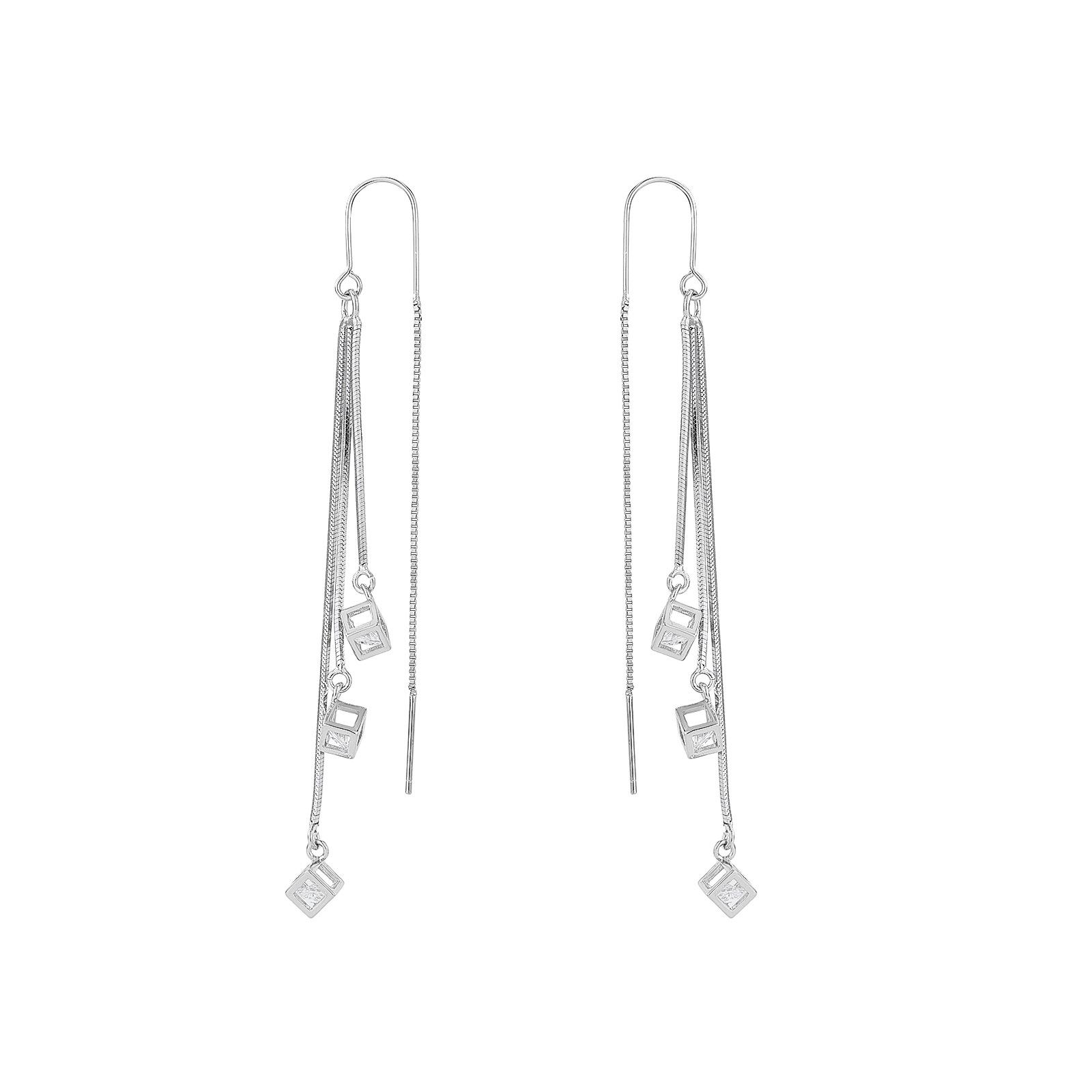 

Long Square Tassel Drop Earrings For Women Elegant Anti-Loss Ear Hooks Simple Fashion Ear Accessories