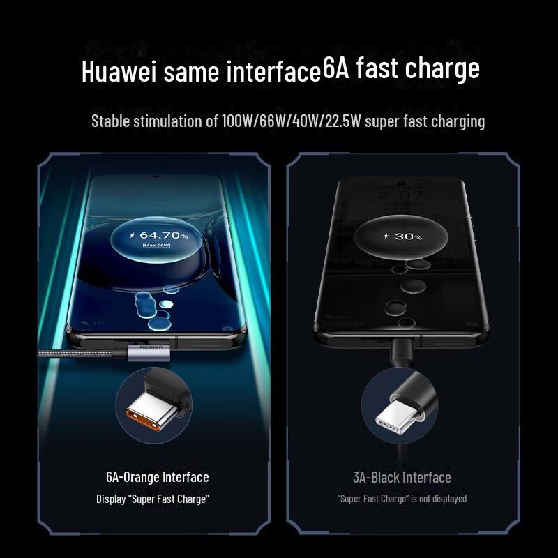 Green Link 6A 66W Fast Charging Type-C Elbow Cable for Huawei, Honor, Xiaomi Phones
