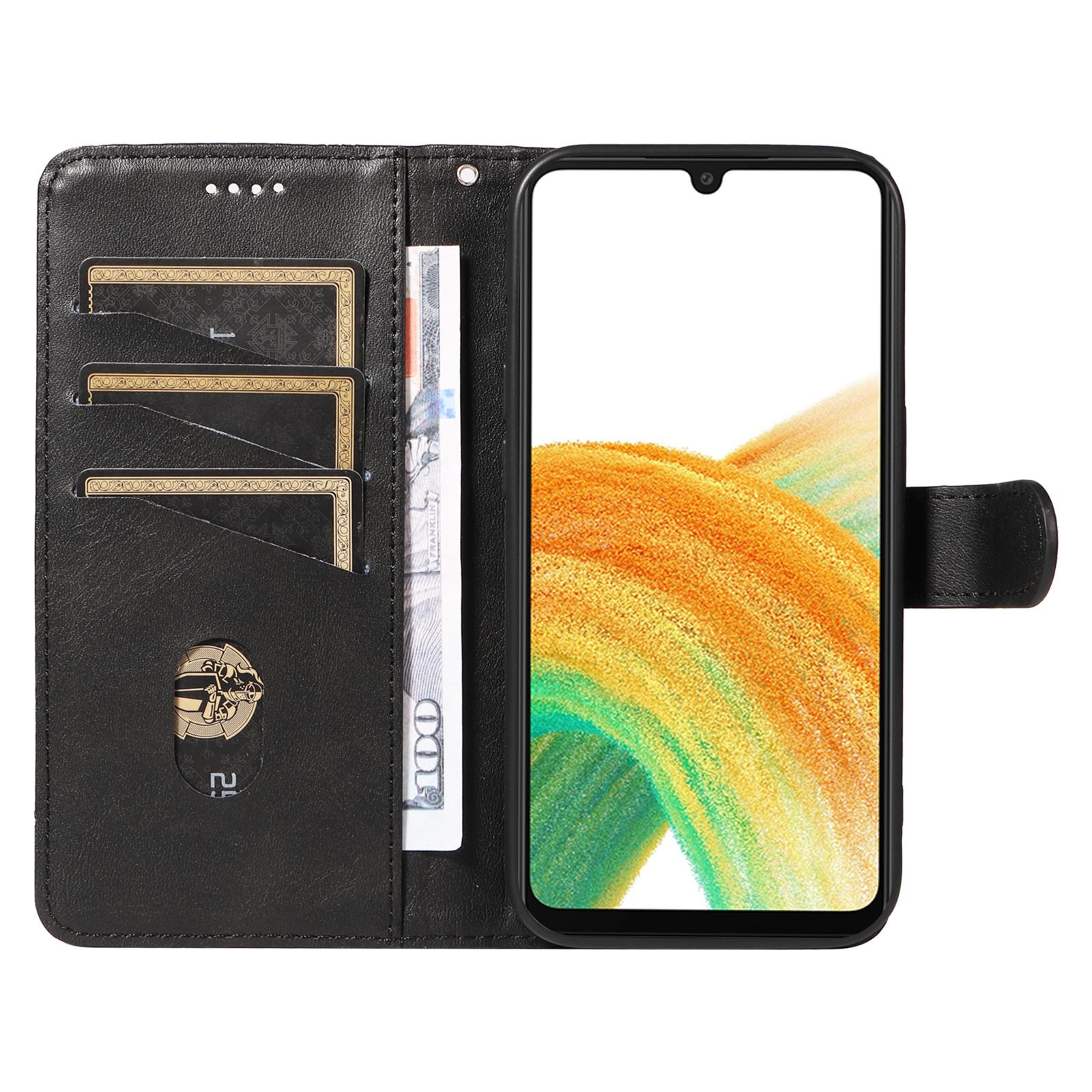 

For Samsung Galaxy A53 5G Wallet Case T-Shaped Lines Leather Phone Cover Black