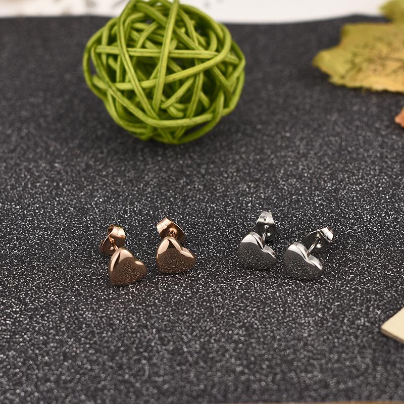 Fashion Trendy Girls Cute Simple Rose Gold Peach Heart Earrings