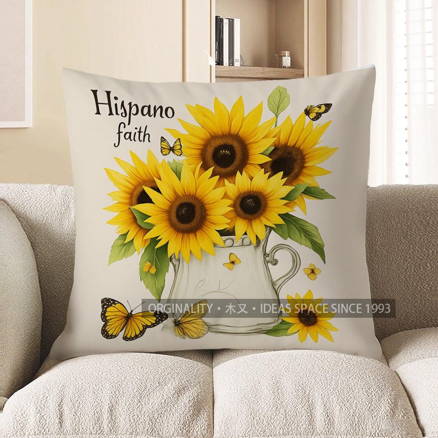 Home Decor Butterfly &amp; Flower Love Cushion Cover Pattern Cushion Cover Suitable For Sofa Bedroom Car Pillow Cover