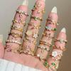 Sparkling Colorful Dazzling CZ Finger Flower Rings For Women Luxury Bow Pink Zircon Ring Wedding Jewelry For Wife & Girlfriend