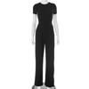 Y24ST593 Women's Casual Solid Color Round Neck Long Sleeve Top and Wide Leg Pants Set for Spring and Autumn