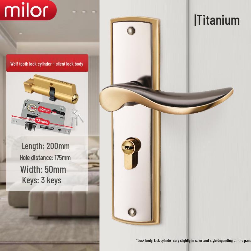 Universal Interior Door Lock Set: Silent Three-Piece Black Handle for Bedroom or Old Door Replacement