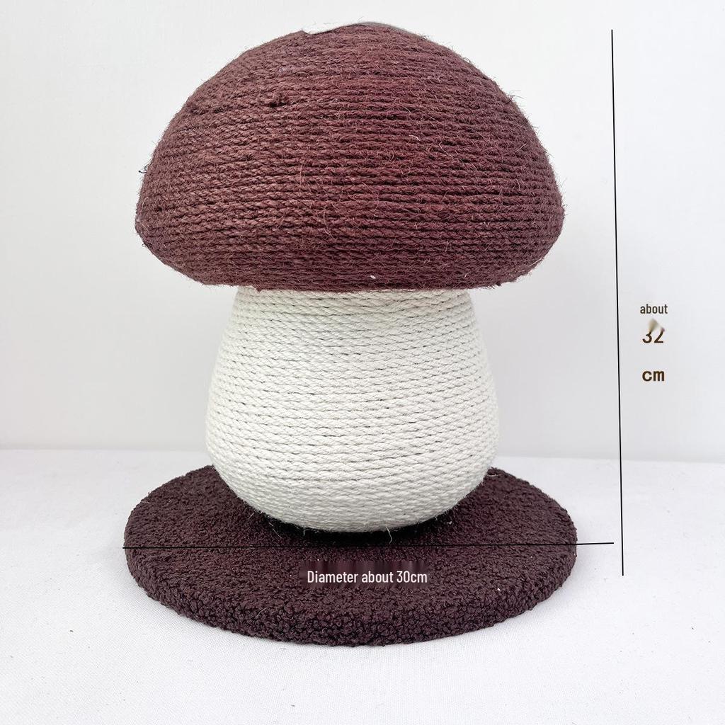 Compact Red Umbrella Cat Tree with Sisal Mushroom Scratch Board - No Shedding, Ideal for Small Cats, Claw Maintenance, and Space-Saving Playtime