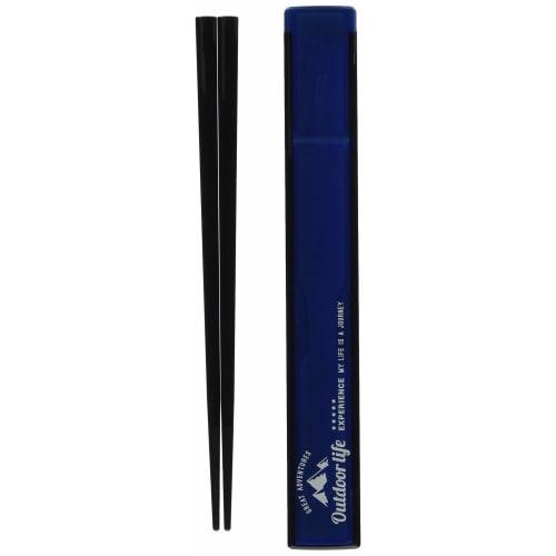 Komori Resin Chopsticks and Chopstick Case, Outdoor Life, Navy, 20.5cm, Medium Size, Easy for Men to Use, Made in Japan