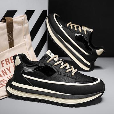 Men's Shoes Spring and Autumn Tide Brand Versatile Student Casual Leather Surface Sports Running Thick Sole Heightening Dad Tide Shoes Non-slip